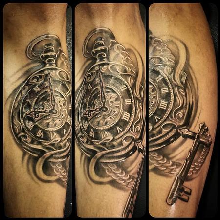 Tattoos - Black and Grey Clock - 131900
